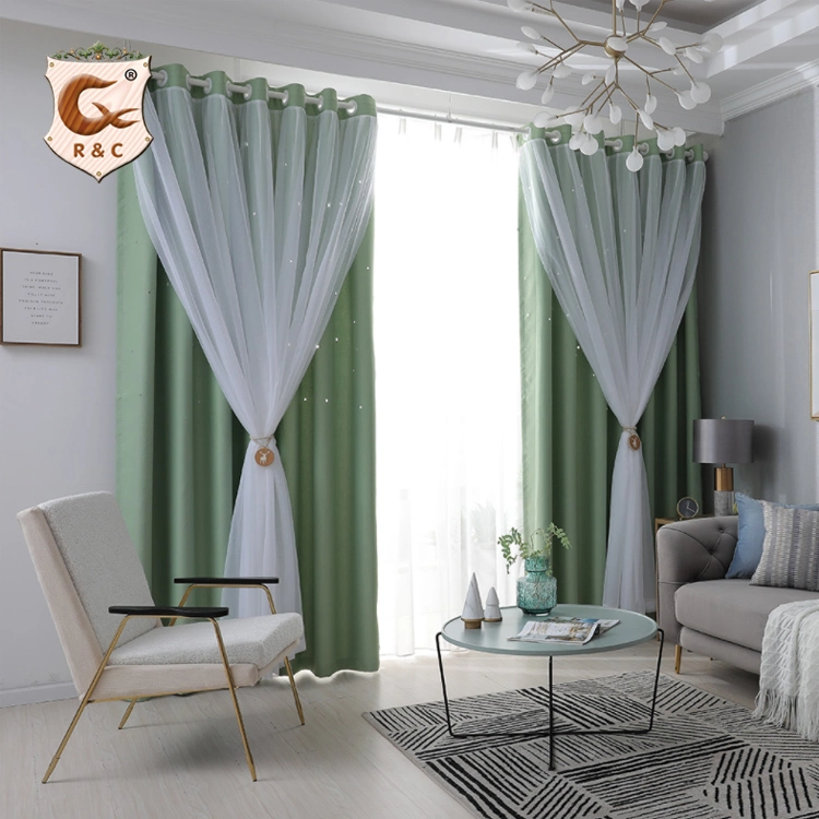 Fashion Star Foil Printed Thermal Blackout Curtains for Bedroom, Ready Block out Window Curtains for Living Room