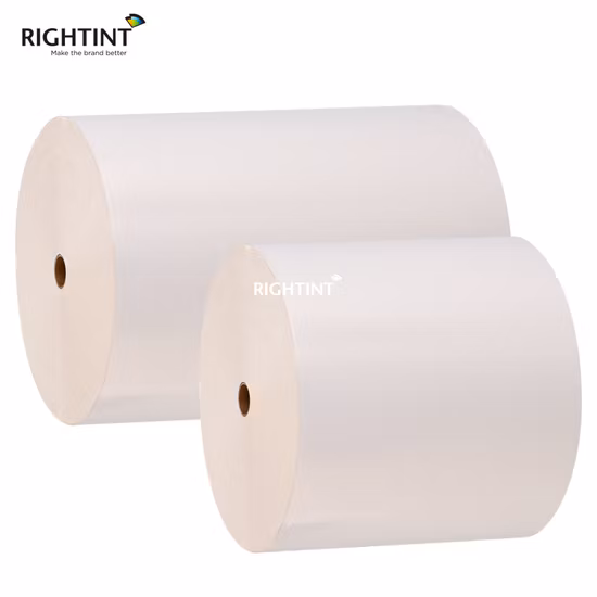 PP bianco lucido da 60u, adesivo acrilico glassine bianco da 80g, rotolo jumbo di etichette autoadesive personalizzate